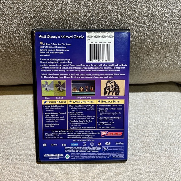 Lady & The Tramp 50th Anniversary Edition 2 Disc Dvd Platinum Edition - Picture 3 of 7